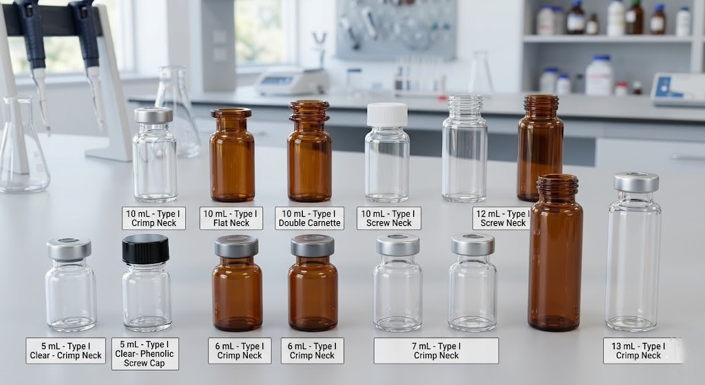 Glass Vial 35 mL - Neutral (type I Brown/clear) - Screw Neck